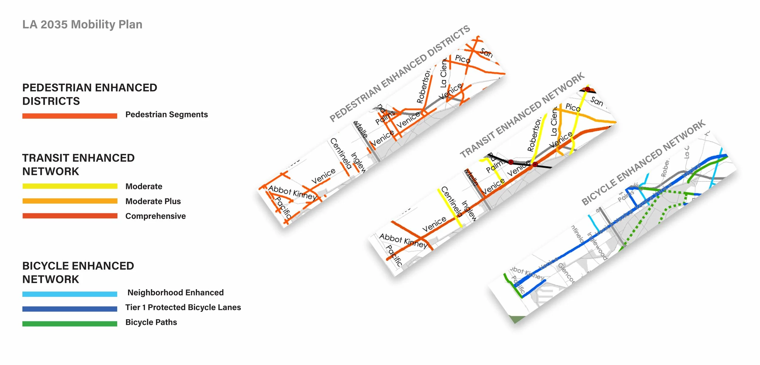 LA 2035 Mobility Plan — pedestrian, transit, and bicycle enhanced networks