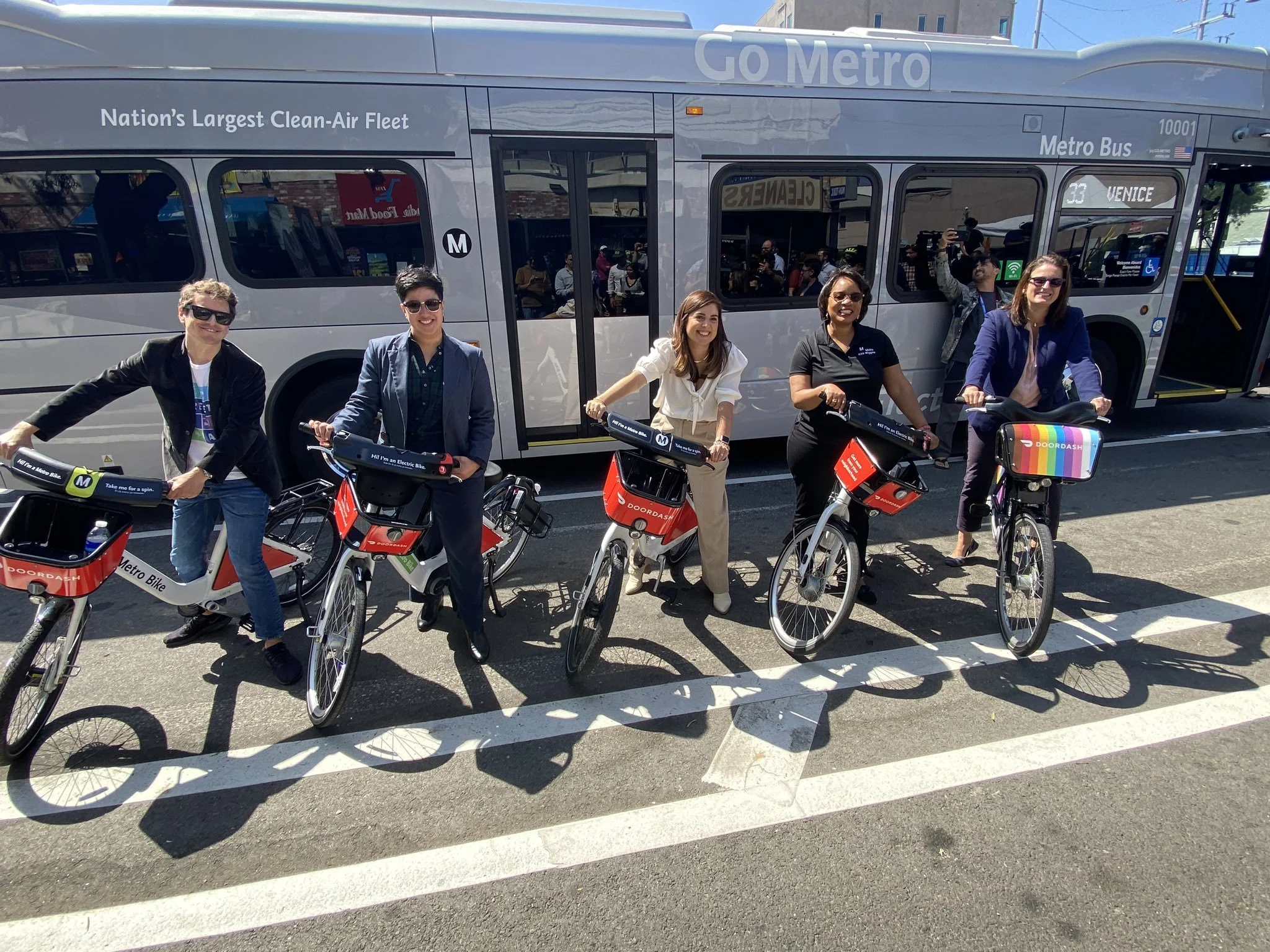 Venice Blvd Bike and Bus Lane ribbon cutting